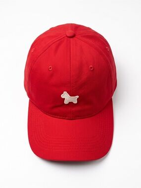 Classic Red Baseball Cap with Dog Patch - Unbranded